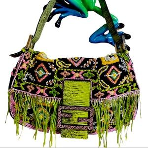 Fendi Baguette Green - with Seed Beads, Python Leather Sold on another site..
